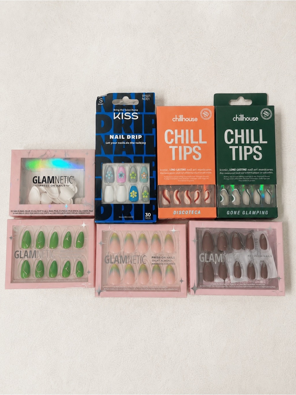 Press-On Nails Bundle Glamnetic Chillhouse Kiss Nail Lot New